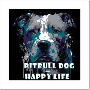 Pit bull dog happy life Posters and Art
